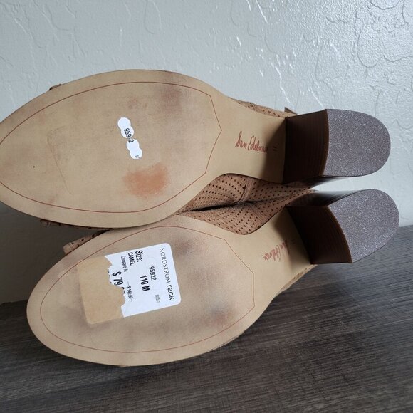 Sam Edelman Easton Perforated Suede Peep Toe Ankle Booties Brown Size Women's 11 - Picture 9 of 12